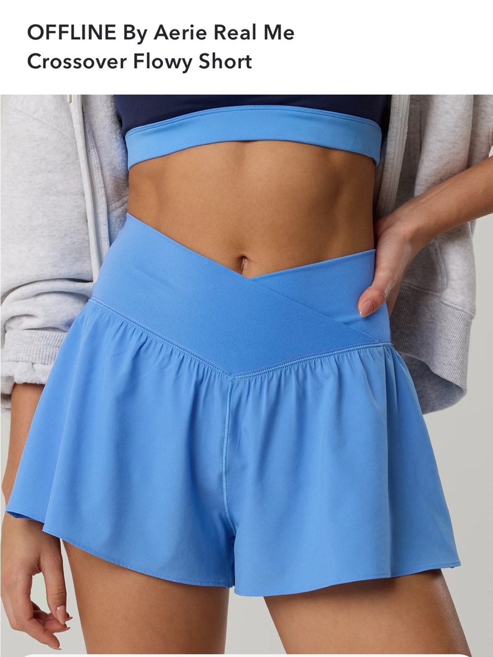 Aerie Crossover Flowy Shorts in Blue